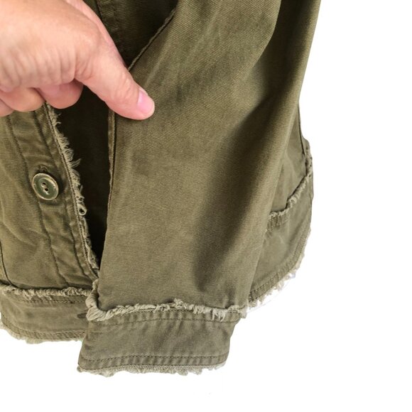 Habitat Olive Green Utility Jacket Women’s Small, Button Front, Frayed Hem - Picture 7 of 9